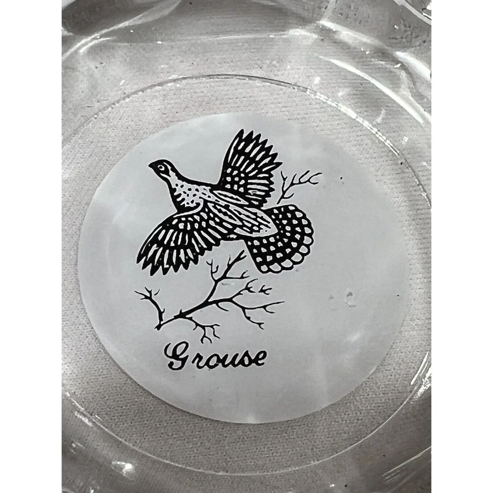 Game Bird Ashtray Set Lot Of 3 Glass‎ Grouse Pheasant Hunting Decor